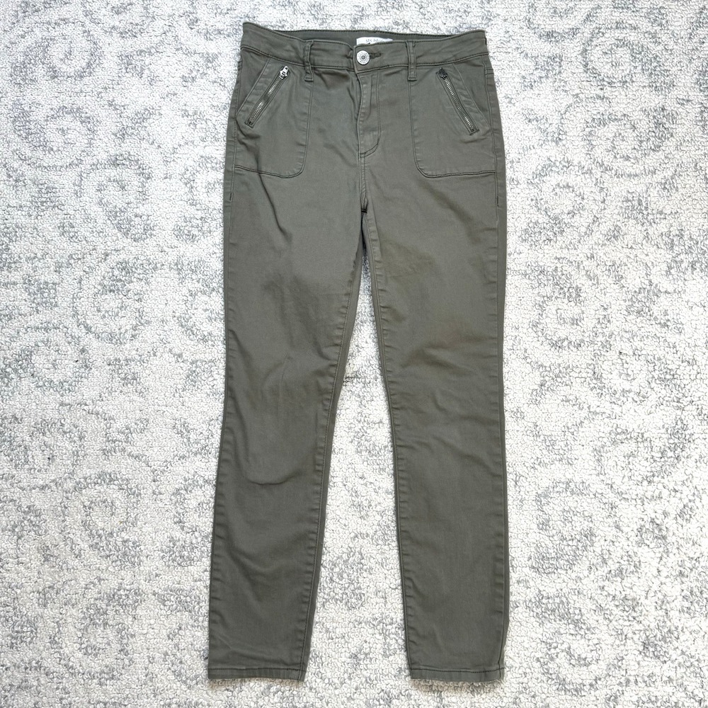STS Ellie High Rise Pants Ankle Skinny‎ Stretch Green Size 29 Zipper Pockets